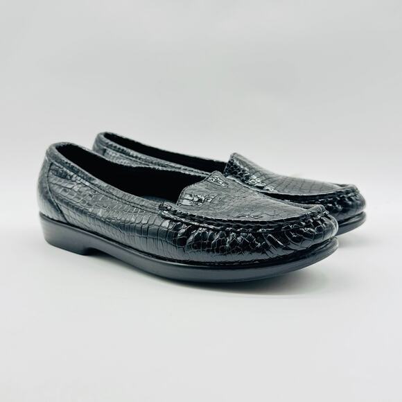 SAS Loafers Womens 6.5 Black Patent Leather Casual Comfort Shoe Slip On - Picture 4 of 12